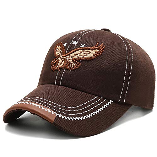 Preisvergleich Produktbild Axlgw Herren-Baseballkappe, Baumwolle, modisch, mit Adlerstickerei, Streetwear, Sport, Freizeit, Sonnenschutz, Snapback-Kappe für Damen, braun, verstellbar