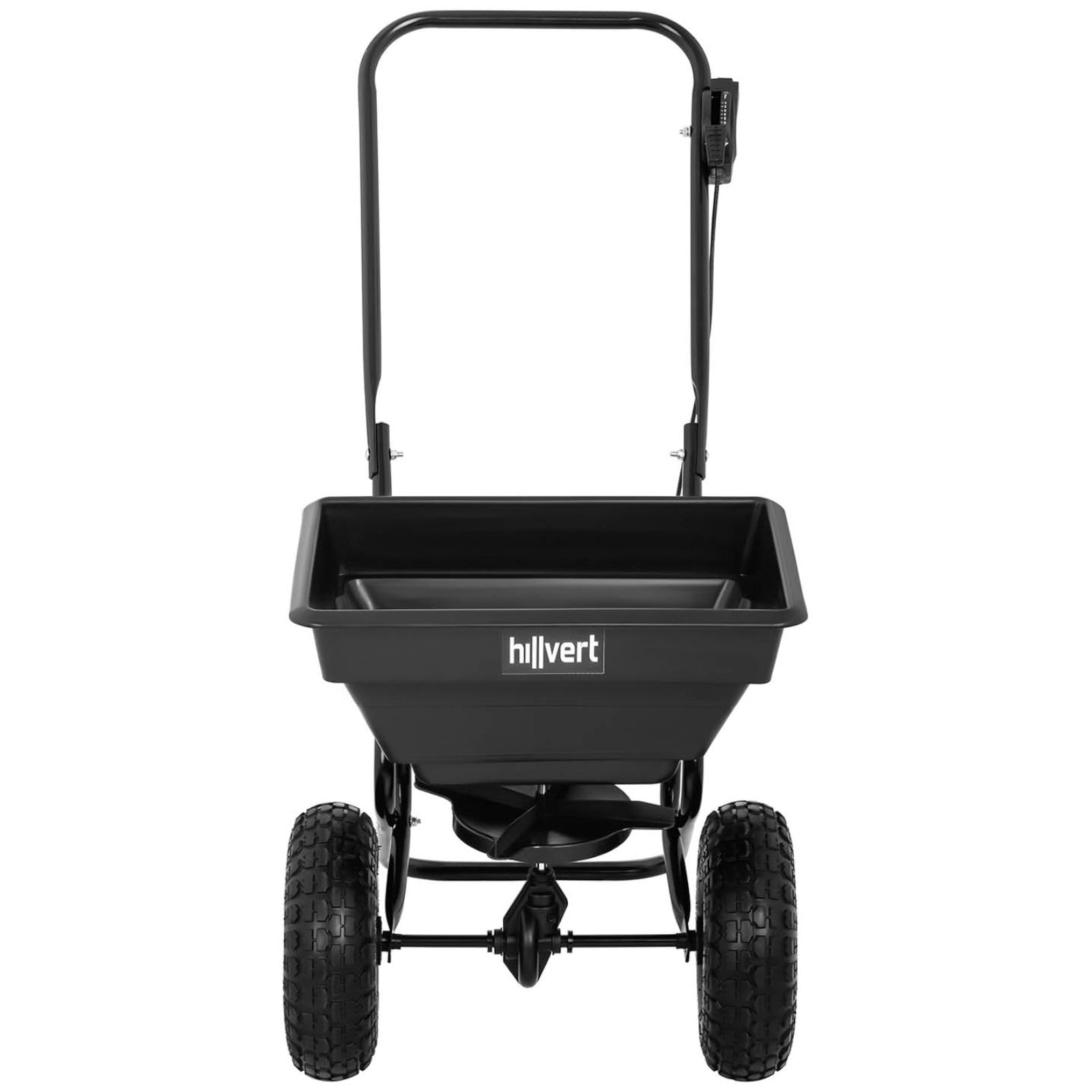 Épandeur Rotatif Manuel À Engrais Gazon Sel Chaux pour Pelouse Sable À Pousser HT-Temple-1 (Volume 15 l, Portée 1-3 m, Produit ø 18 mm Max., Capacité de Charge 136 kg, Acier/PP)