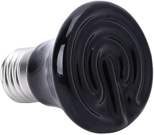 MANZONI Hot 50W E27 - Lámpara para mascotas de color negro emisor de cerámica infrarroja bombilla de calor para crianza de mascotas lámpara de
