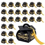 HAPZUR 24 Stück Abschluss Geschenkbox Doktorhut Bachelor Hut Deko Box – Geschenkschachtel für Süßigkeiten, Gastgeschenke & Graduation Abschlussfeier Deko.