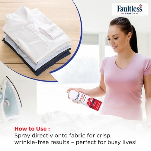 Image of Faultless Ironing Spray Starch | 567g x 2 | Lemon & Original Regular Starch Spray | Gives Stiff and Crisp Finish | Wrinkle-Free | Dry Cleaner Results at Home | Odor-Neutralizing | Imported from USA