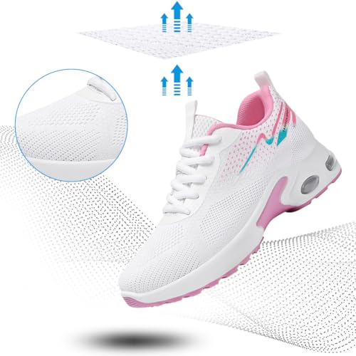 Image of Padgene Womens Sneakers Air Cushion Running Shoes Lightweight Tennis Walking Shoes Mesh Breathable Gym Work Fashion Sneakers Athletic Comfortable Casual