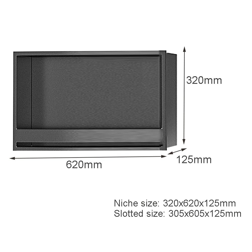 Stauraum im Badezimmer, Duschnische aus Edelstahl, matt, Mehrfarbig, mehrere Größen(Grey,320x620x125mm)