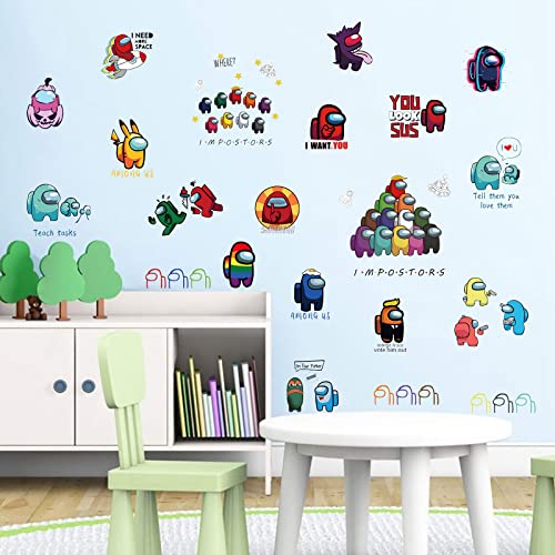 Among Wall Stickers 21Pcs/Sheet For Bedroom Wall Decals,Wall Decor For Kids,Computer Desk Wall Waterproof Hot Game Stickers For Laptop,Water Bottles #TOP1