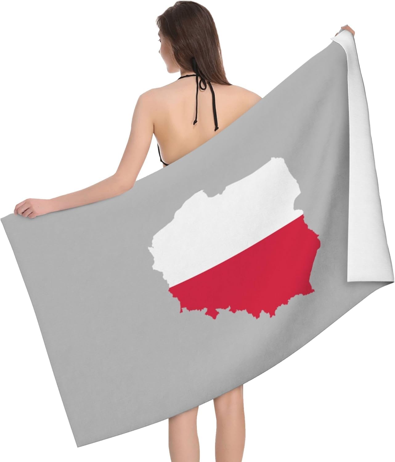 HLBSDM Poland Flag and map 52 x 32 in Microfiber Beach Towel Swimming Pool Bath Super Big Throw Towel