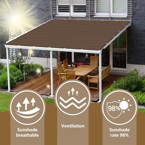 Filet d'ombrage perméable à l'eau 4 x 4 m marron résistant vent et soleil - 3
