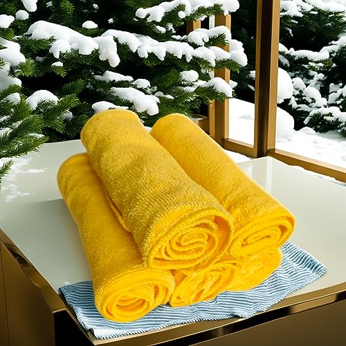 Image of SHOWSTOPPER Microfiber Cleaning Cloth - 5 Pack Kitchen Cleaning Cloths And Wipes, Dusting Cloth For Home Cleaning, Home Essentials Products, Kitchen Accessories Items, Yellow, 40X40CM