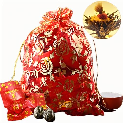 Set Mit 16 Originalen Handgemachten Bio Teebällchen Mit Blühenden Blumen Ohne Zusatzstoffe Handgefertigte Blumen Und Teeblätter Intensiver Blumiger Teegeschmack Leicht Zuzubereiten Duftender Tee