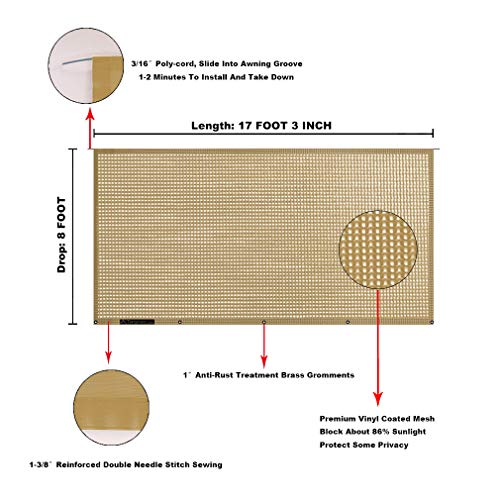 Image of RV Awning Mesh Sun Shade Screen for Motorhome Camper Trailer Sunshade