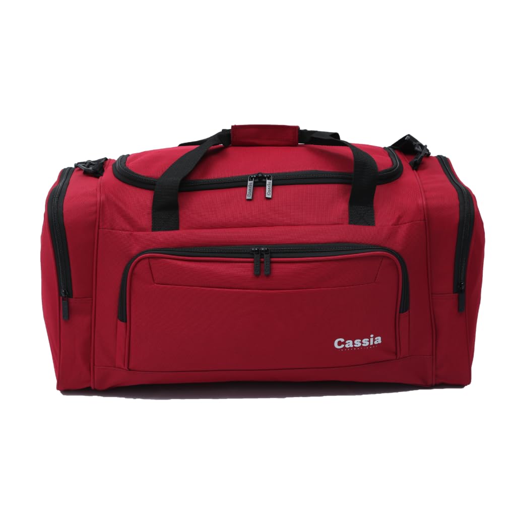 Cassia Travel Duffle Bag – 600D Polyester PVC Weekender with Large Main Compartment, Front & Side Zip Pockets, Adjustable Shoulder Strap – Durable Travel Bag for Men & Women