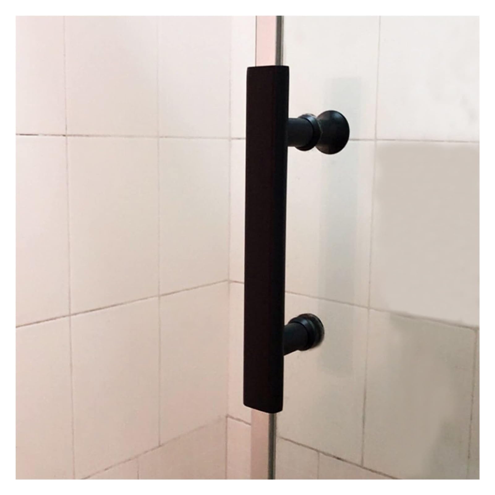 Poignée de douche coulissante noire 145mm en chrome pour porte simple