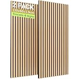 TONOR set di 2 Pannelli Fonoassorbenti in Legno Impiallacciato, 120x60x1,9 cm, Piastrella da Parete Autoadesiva, Pannello Acustico Decorativo 3D, Pannelli Acustici per Soggiorno, Ufficio, Quercia