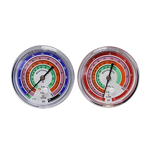 Mastercool 59161 Brass R410A, R22, R404A 2-Way Manifold Gauge Set With 3-1/8 Inch Gauges, 3-60 Inch Hoses And Standard 1/4 Inch Fittings #TOP4