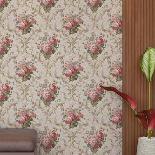 Image of PAPER PLANE DESIGN Vintage Floral Vinyl Self Adhesive Wallpaper Peel & Stick, Waterproof, Stain-Proof | 16 in X 90 in, Decor for Bedroom, Hallway, Living Room (B)