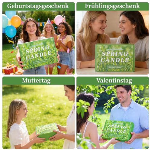 Frühlingsduftkerze, 6 x Duftkerzen Geschenke für Frauen, 21 oz Sojakerzen für zu Hause, Frühlingsgeschenkset für Frauen, Freesie/Rose/Nach dem Regen/Gardenie/Frisch geschnittenes Gras/Meeresbrise