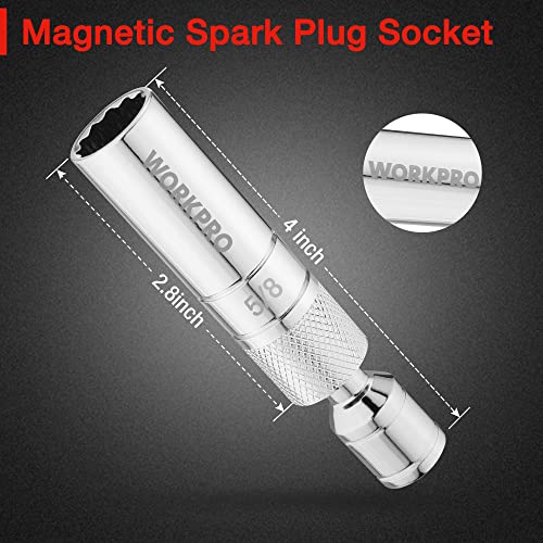 POCYBER Swivel Spark Plug Socket Set - 3/8" Drive Magnetic Thin Wall 14mm & 16mm (4-Piece)