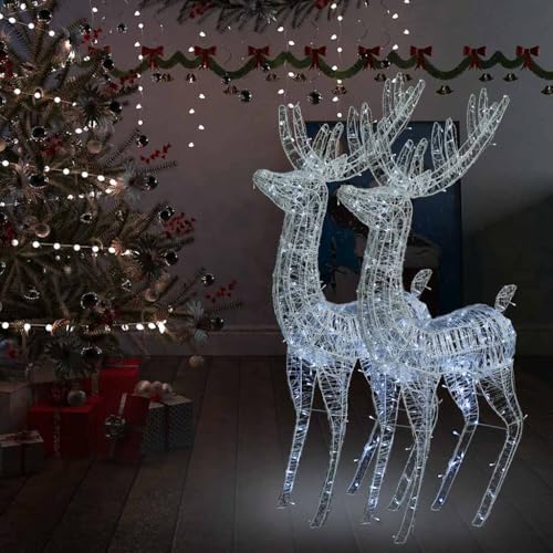 CHARMMA Christmas Reindeer Set of 2 Cool White Acrylic XXL,Christmas Lighting-3154357