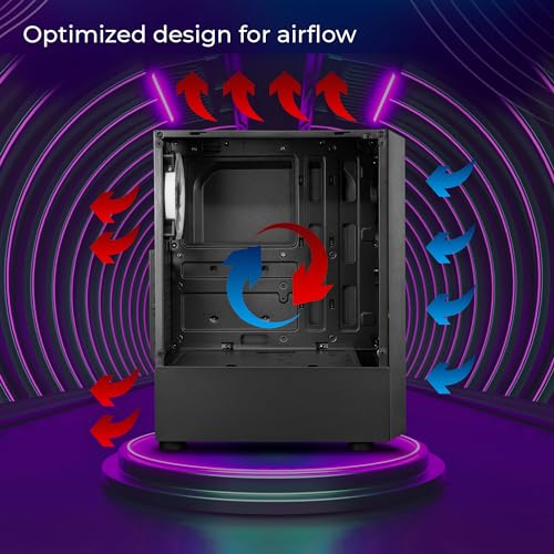 Image of ZEBRONICS Troy Mid-Tower Premium Gaming Cabinet ATX /MicroATX /MINI ITX,1x 120mm Rear Fan, Halo Glow Ring RGB Fans,RGB LED Modes,Tempered Glass Side Panel, USB 3.0,Magnetic Dust Filter