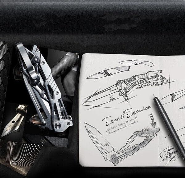 Miniatura 9 de DOOM BLADE Cuchillo de bolsillo plegable blanco, cuchillos geniales para acampar al aire libre, estilo militar, cuchillo táctico con bloqueo de