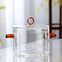 Vista 2 de Olla doble asas borosilicato olla de cocción a fuego lento estufa de fideos instantáneos sopa pasta leche comida para bebés