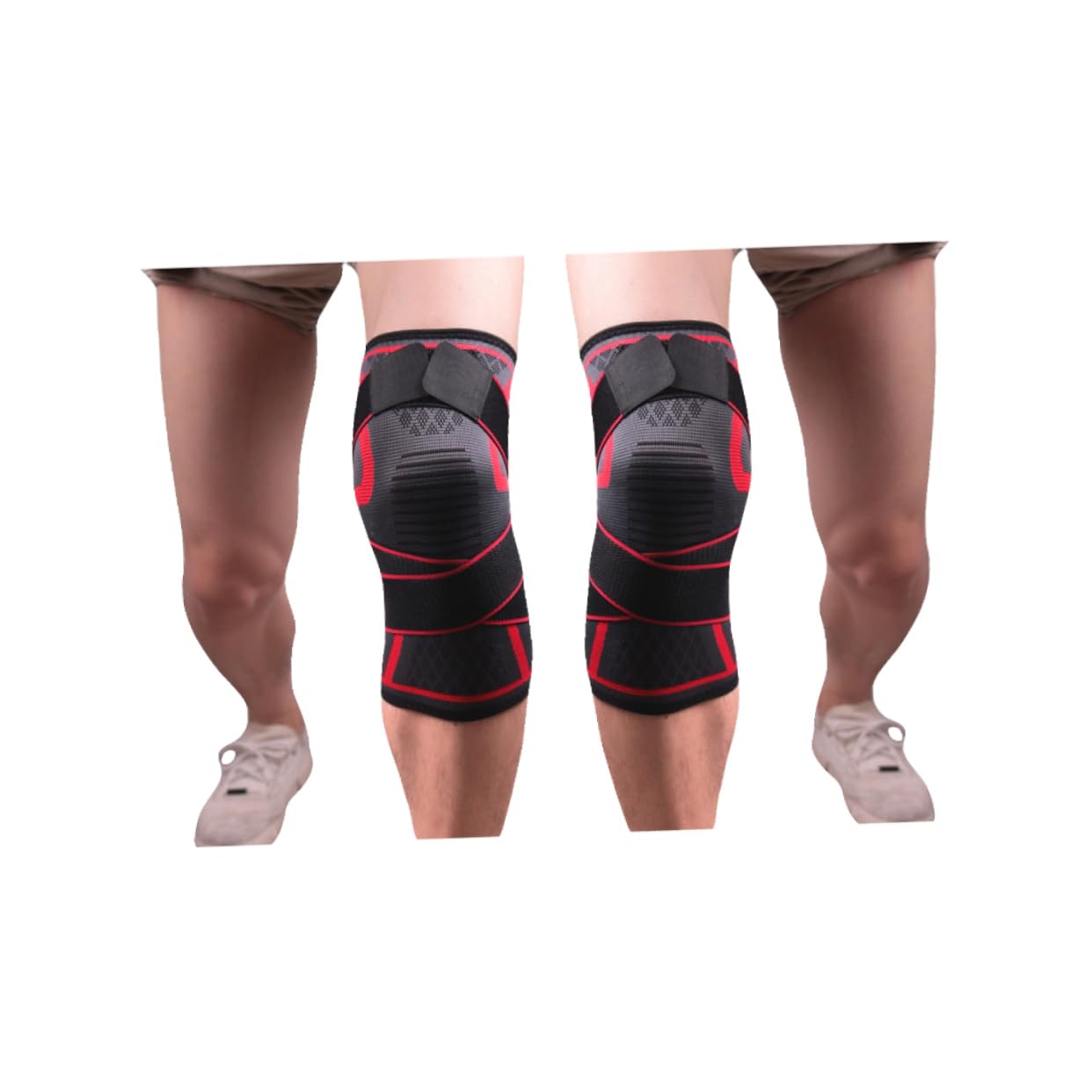 FOMIYES Sports Knee Sleeve Compression Knee Braces for Basketball Running Hiking (Size L)