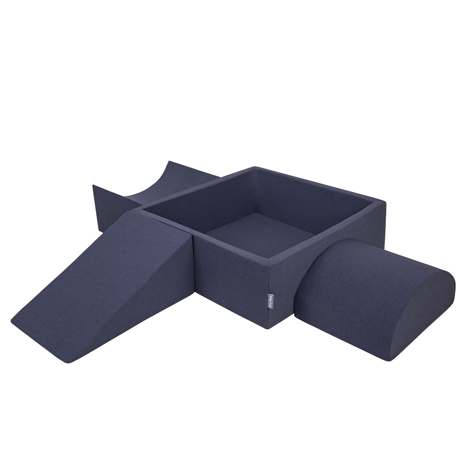 KiddyMoon Aire De Jeux en Mousse avec Carré Piscine À Balles (200 Balles) Fosses À Boules pour Enfants Jouets Parcours Obstacles, Fabriqué en UE, Bleu Foncé:Perle/Gris/Transparent/Babyblue/Menthe