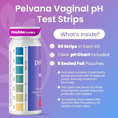 pelvana vaginal ph test strips for women  50 strips at-home bv and yeast infection test kit vaginal ph tester to differentiate between conditions