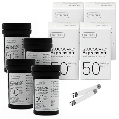 ARKRAY GLUCOCARD Expression Blood Glucose Test Strips - No Coding 0.8 Microliter & Fast 6-Second Results - Compatible with GLUCOCARD Expression Blood Glucose Meter - 200 Count (4 Packs of 50)