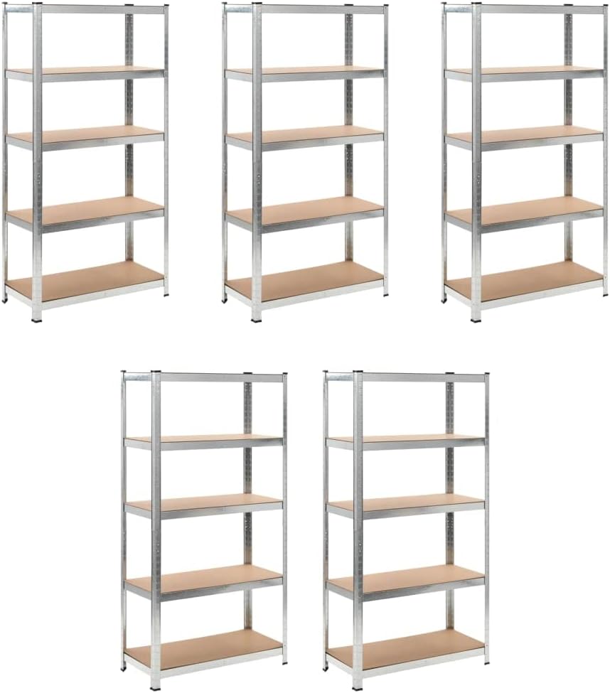Gecheer 5 pcs 5Layer Storage Shelf, Steel&Engineered Wood Height