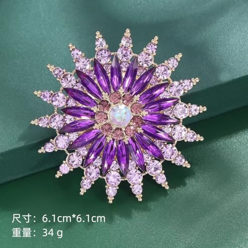 Image of Premium Rhinestone Flower Brooch Pin for Women Sparkling Crystal Flower Corsage Bouquet Brooch Floral Lapel Pins Fashion Snowflake Sunflower Broochs Wedding Bride Dress Jewelry