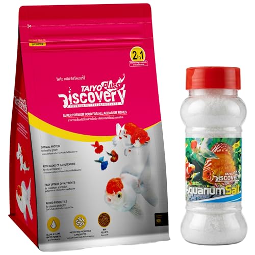 Image of Taiyo Pluss Discovery Pink Fish Food - 500 g (New Formula) + Aquarium Salt (300 g) Free Combo | Nutritious Optimum Formula | Specially Treated for Aquaria & Cloudy Remover for Crystal Clear Tank