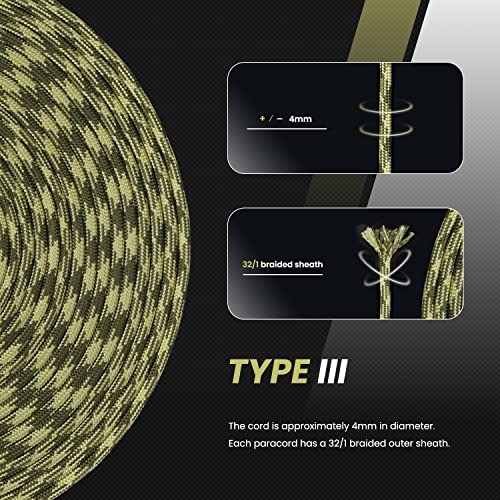 Abma Cord Paracord 620 lbs 4mm 9 Strands 100% Nylon 30M - Moss, Military-moss, 30 Meters - Image 4