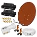 Produktbild HB-Digital SAT-Komplett-Set: 2X HD Digital Receiver, 80 cm Antenne (Rot), Twin LNB (Weiß), SAT-Kabel, Fensterdurchführung, F-Stecker