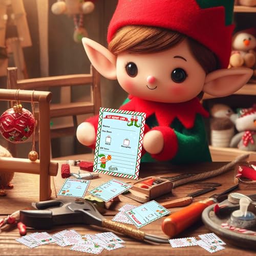 Image of Motiskyy 75 Pcs Christmas Elf Reports Set 25 Elf Notes 25 Report Card 25 Notice Naughty or Nice Behavior Checklist, from Your Surveillance Xmas Note Cards