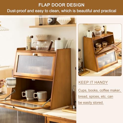 Elegante credenza da cucina in bambù, con sportello ribaltabile, per conservare spezie e alimenti, ecologico, salvaspazio, per casa e cucina