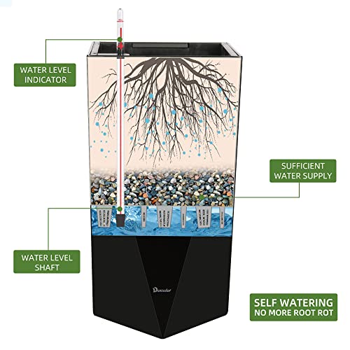Dexceder-24-Inches-Tall-Self-Watering-Planter-Diamond-High-Gloss-Indoor-Outdoor-Thickened-Rhombus-Large-Floor-Standing-Flower-Plant-Pot-with-Water-Level-Indicator-Black Dexceder 24 Inches Tall Self Watering Planter Diamond High Gloss Indoor Outdoor Thickened Rhombus Large Floor Standing Flower Plant Pot with Water Level Indicator Black