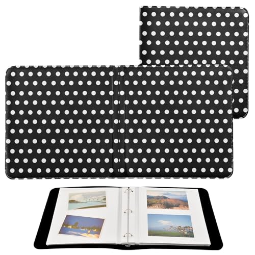 Álbum de Fotos Scrapbook Autoadhesivo DIY con Puntos Blancos y Negros, Encuadernación de 3 Anillos, 40 Páginas, 8x10 para Memorias miniatura 2