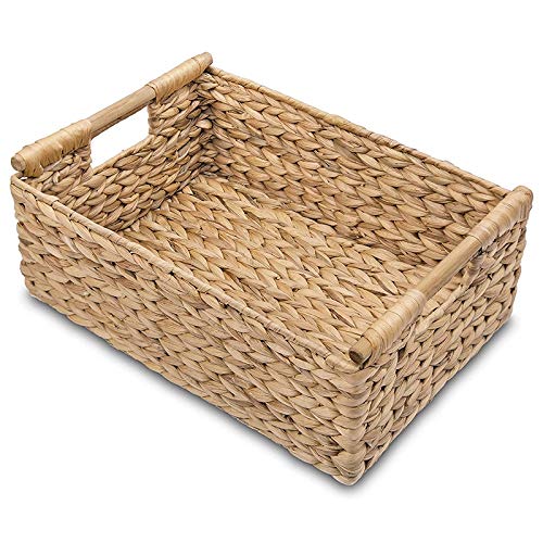 Coserori - Cestas de mimbre para organizar el cuarto de baño, cestas de Jacinto para almacenamiento, cesta de almacenamiento de mimbre, con asa de madera