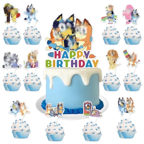 yumcute 25 Pcs Party Cake Toppers Cartoon Birthday Cake Toppers for Boys Girls Party Supplies Decorations Cupcake Toppers for Kids Birthday Baby Shower
