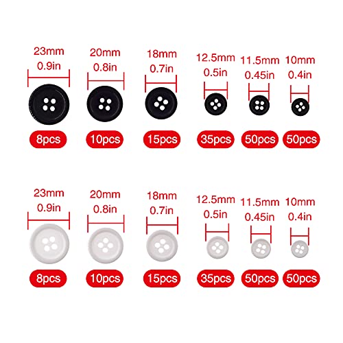 YIXISI 336 PCS Sewing Resin Buttons, Six Styles Each in Black + White Round Shape 4 Holes Craft Buttons with Storage Box - Image 2