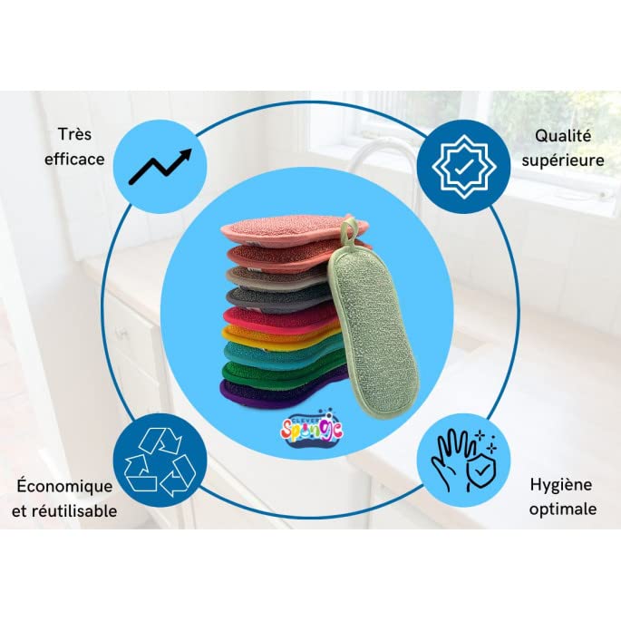 Set di 15 spugne per stoviglie lavabili – Clever SPONGE – Venteo – Non graffiante double face La cucina antibatterica in microfibra spugna pulisce efficacemente tutte le superfici