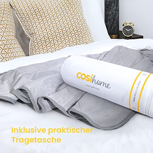 Cosi Home Premium Kühldecke - Sommerdecke mit Q-Max0.4 Kühlfasern - Atmungsaktive Bettdecke, Kuscheldecke & Sofadecke gegen Nachtschweiß - Kühlende Decke Grau - 150 x 200 cm