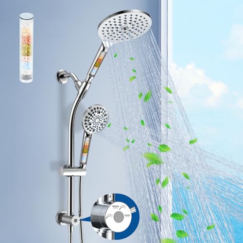 Cabezal Ducha Doble Ajustable con Barra Deslizante 7.5"