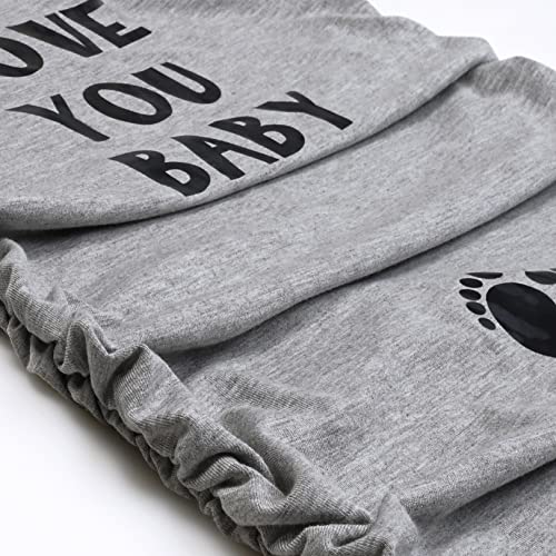Debelly Funny Maternity Shirts For Pregnant Women Crew Neck Side Ruched Cute Mama Tee Tops Short Sleeve Footprint,Love You Baby,L #TOP5
