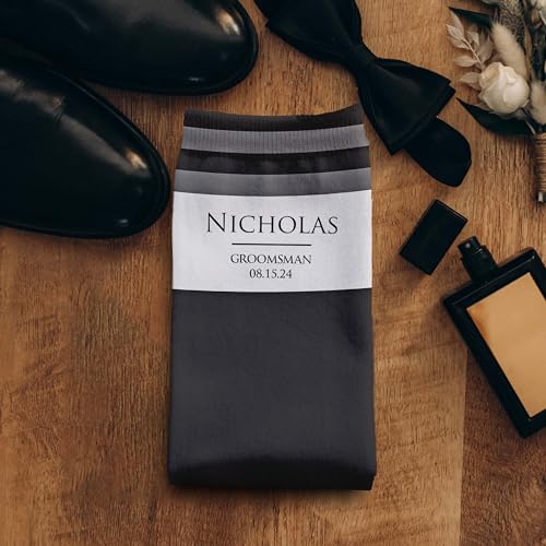 Personalized Wedding Socks, Personalized Groomsmen Socks, Customized Name Socks for Men, Personalized Dress socks for Wedding, Groomsmen Socks Personalized3