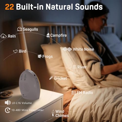 Image of JALL Sunrise Alarm Clock for Bedrooms with White Noise Sound Machine, Wake Up Light Alarm Clocks for Heavy Sleepers & Kids, Dual Alarms, Nightlight, Sleep Timer, Bluetooth Speaker