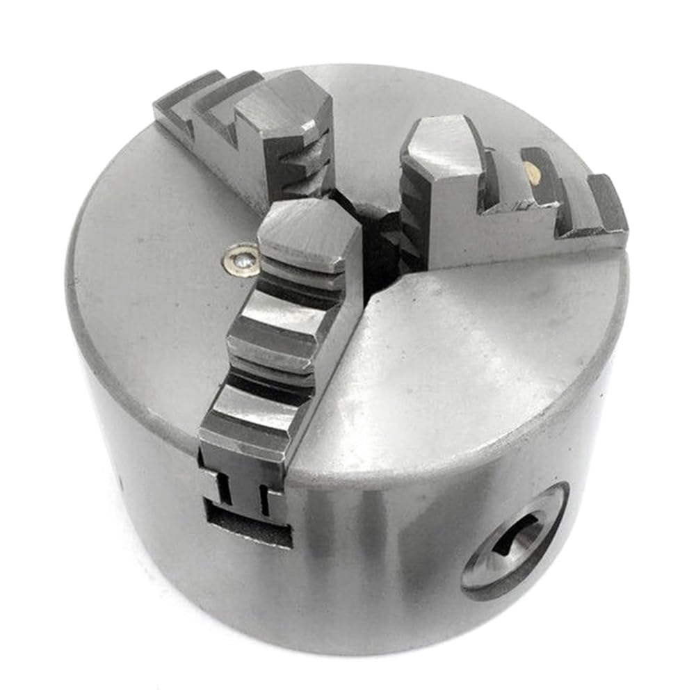 Mandril de torno de 3 mordazas de 130 mm, 5", n.° K11-130, autocentrante, de acero plateado para máquinas de rectificado, taladrado y fresado