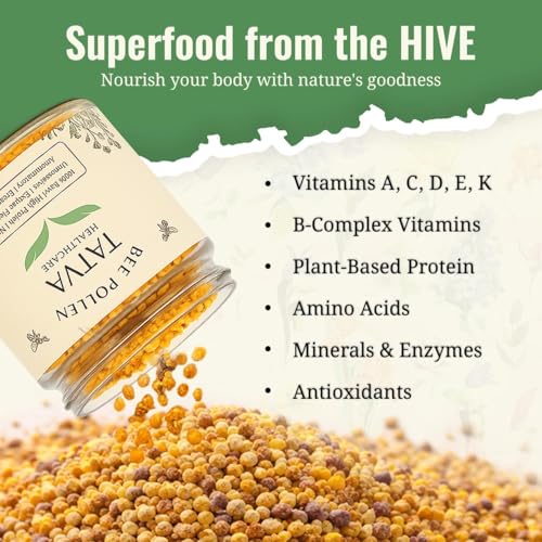 Image of Organic Bee Pollen Granules (Glass Jar) | Protein-Rich Superfood for Energy & Immunity Support | Plant-Based | Multiflora Blossoms |