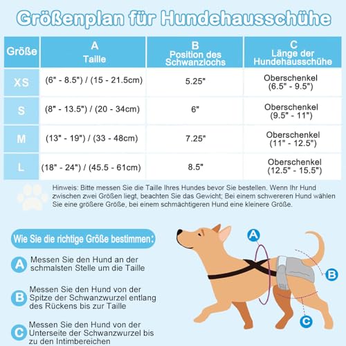 Duscdesp 3 Stück Wiederverwendbare Hundewindeln mit Abnehmbare Träger, Hochsaugfähige Läufigkeitshose Waschbare Hundehöschen Läufigkeit Höschen für Hunde Weiblich, Hunde Windeln für Hündinnen (M)