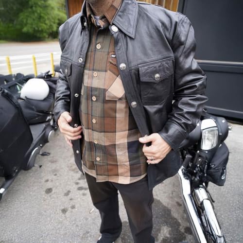 Milwaukee Leather Men's Premium Leather Casual Biker Rider Shirt w/Vintage 5 Cent Buffalo Buttons - Large2